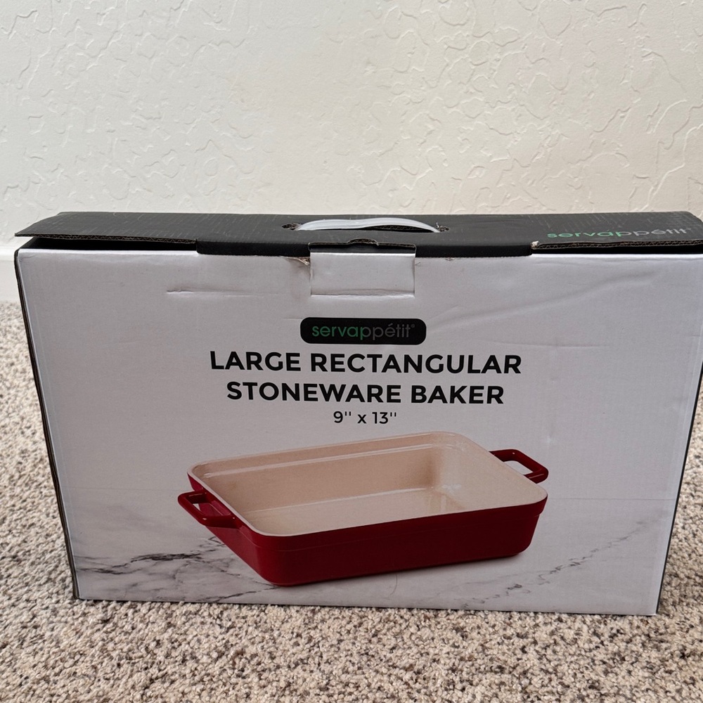 Red Stoneware Baker 9x13 Servapetit